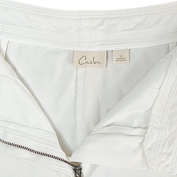 Caslon White Cotton High Waist Crop Pants Sz 12 - Picture 7 of 8